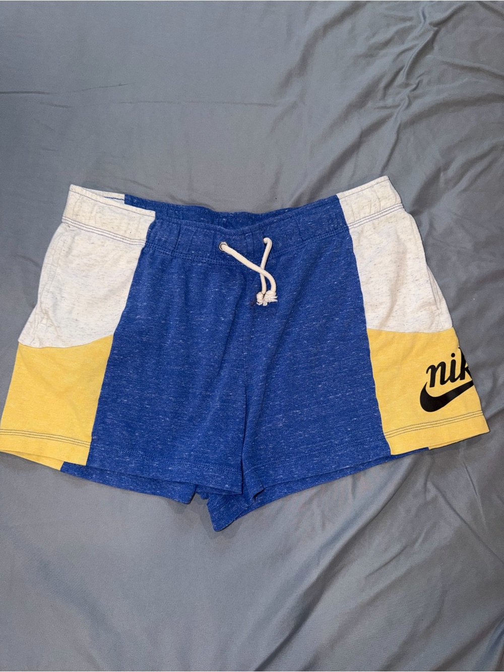 Nike Men’s Blue, Yellow & Light Gray Panel Athletic Shorts